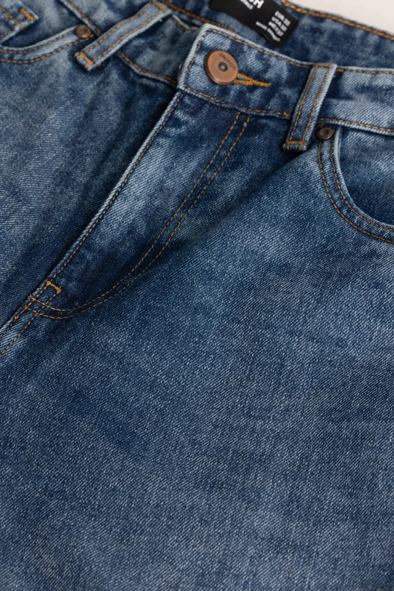 SNITCH Blue Distressed Loose Fit Jeans